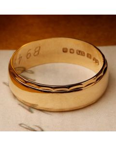 Pre-Owned Vintage 1978 9ct Yellow Gold Edged 6mm Wedding Ring