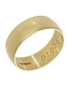 Pre-Owned 18ct Yellow Gold Beaded Edge 7mm Wedding Band Ring