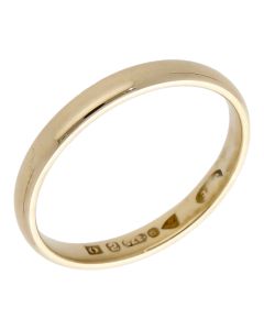 Pre-Owned 9ct Yellow Gold 2.5mm Hollow Wedding Band Ring