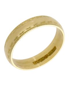 Pre-Owned 18ct Yellow Gold Patterned Edge 4mm Wedding Band Ring