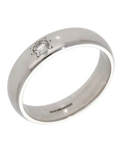 Pre-Owned 9ct White Gold Diamond Set 6mm Wedding Band Ring