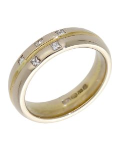 Pre-Owned 18ct White & Yellow Gold Diamond Set Band Ring