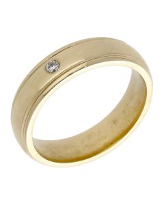 Pre-Owned 9ct Yellow Gold Diamond Set 5mm Wedding Band Ring
