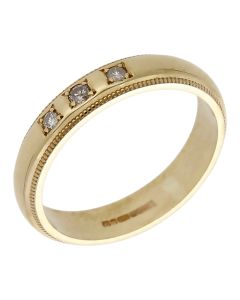 Pre-Owned 9ct Yellow Gold 4mm Diamond Set Wedding Band Ring
