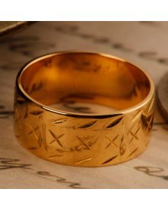 Pre-Owned Vintage 1968 22ct Gold 9mm Patterned Wedding Ring