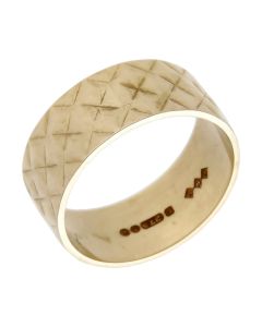 Pre-Owned Vintage 1972 9ct Gold 9mm Patterned Wedding Ring