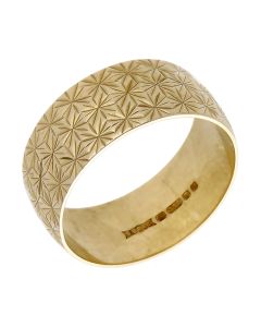Pre-Owned Vintage 1989 9ct Gold 7mm Patterned Wedding Band Ring