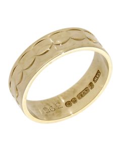 Pre-Owned Vintage 1961 9ct Gold 6mm Patterned Wedding Ring