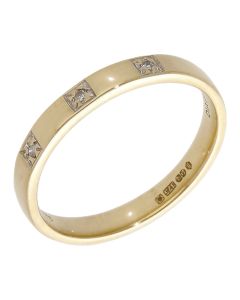 Pre-Owned 9ct Yellow Gold 3mm Diamond Set Wedding Ring