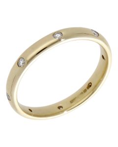 Pre-Owned 9ct Yellow Gold 3mm Diamond Set Wedding Band Ring