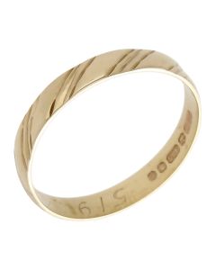 Pre-Owned Vintage 1979 9ct Gold 3mm Patterned Wedding Ring