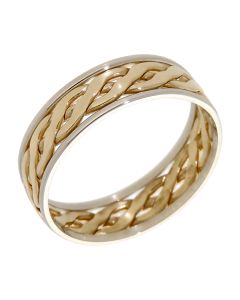 Pre-Owned 9ct Yellow & White Gold Woven Celtic 6mm Band Ring
