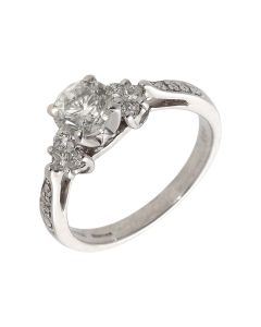 Pre-Owned 18ct Gold Heart Shoulders Diamond Solitaire Ring