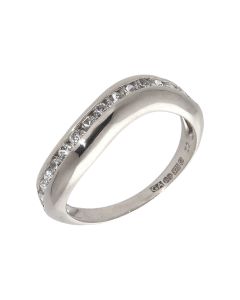 Pre-Owned 9ct White Gold Cubic Zirconia Wave Band Dress Ring