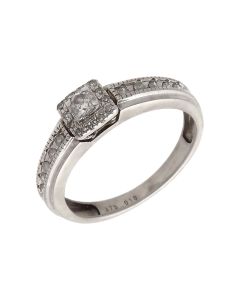 Pre-Owned 9ct White Gold 0.18ct Diamond Cluster Ring