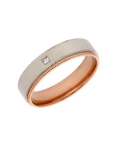 Pre-Owned Palladium & Rose Gold Diamond Set Wedding Band Ring