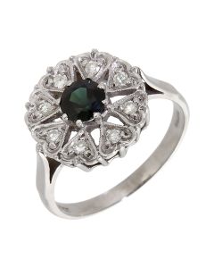 Pre-Owned 18ct White Gold Sapphire & Diamond Cluster Ring
