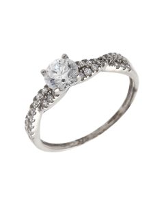 Pre-Owned 9ct White Gold Cubic Zirconia Solitaire Twist Ring