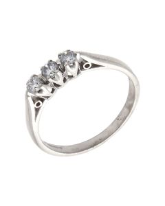 Pre-Owned 9ct White Gold Cubic Zirconia Trilogy Ring