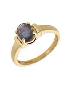 Pre-Owned 9ct Gold Simulated Blue Gemstone Solitaire Dress Ring
