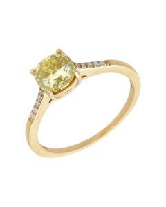 Pre-Owned 9ct Gold Yellow Moissanite Solitaire Dress Ring