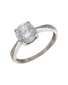 Pre-Owned 9ct White Gold Cubic Zirconia Solitaire Ring