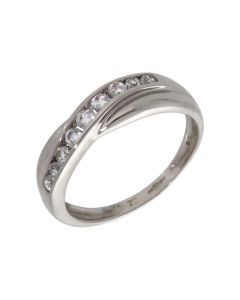 Pre-Owned 9ct White Gold Cubic Zirconia Crossover Wave Ring