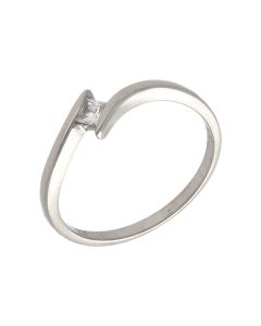 Pre-Owned 9ct White Gold Cubic Zirconia Solitaire Twist Ring