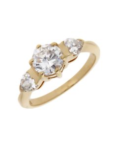 Pre-Owned 9ct Yellow Gold Cubic Zirconia Trilogy Ring