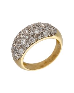Pre-Owned 9ct Yellow Gold Cubic Zirconia Domed Dress Ring