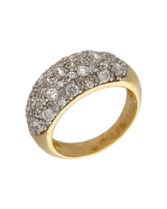 Pre-Owned 9ct Yellow Gold Cubic Zirconia Domed Dress Ring