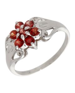 Pre-Owned 9ct White Gold Orange Topaz Cluster Ring