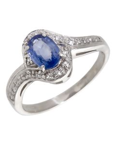 Pre-Owned 18ct White Gold Sapphire & Diamond Cluster Ring