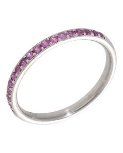 Pre-Owned 18ct White Gold Pink Topaz Half Eternity Ring