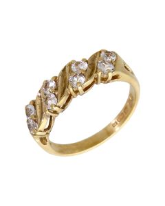 Pre-Owned 9ct Yellow Gold Cubic Zirconia Wave Ring
