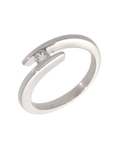 Pre-Owned 9ct White Gold Cubic Zirconia Crossover Twist Ring