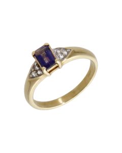 Pre-Owned 9ct Yellow Gold Iolite & Spinel Dress Ring