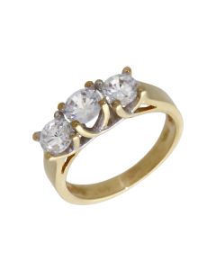 Pre-Owned 9ct Yellow Gold Cubic Zirconia Trilogy Ring