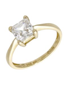 Pre-Owned 14ct Yellow Gold Cubic Zirconia Solitaire Dress Ring