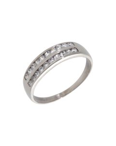 Pre-Owned 9ct White Gold Cubic Zirconia 2 Row Half Eternity Ring