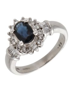 Pre-Owned 18ct White Gold Sapphire & Diamond Cluster Ring