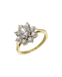 Pre-Owned 18ct Yellow Gold Cubic Zirconia Cluster Ring