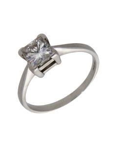 Pre-Owned 9ct White Gold Square Moissanite Solitaire Ring
