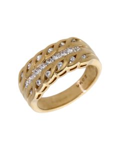 Pre-Owned 9ct Yellow Gold Cubic Zirconia 3 Row Dress Ring