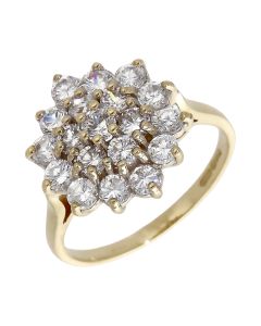 Pre-Owned 9ct Yellow Gold Cubic Zirconia Cluster Dress Ring