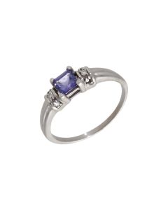 Pre-Owned 18ct White Gold Tanzanite & Diamond Dress Ring