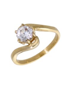 Pre-Owned 9ct Yellow Gold Cubic Zirconia Solitaire Twist Ring