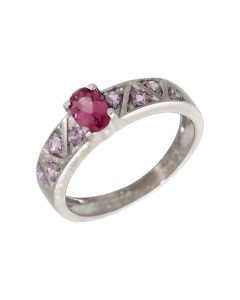 Pre-Owned 9ct White Gold Pink Tourmaline Fancy Dress Ring