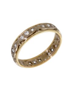 Pre-Owned 9ct Yellow & White Gold Cubic Zirconia Set Band Ring