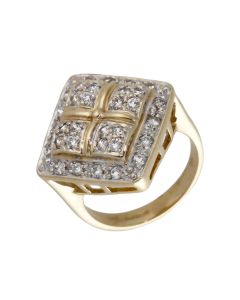 Pre-Owned 9ct Yellow Gold Cubic Zirconia Cluster Ring